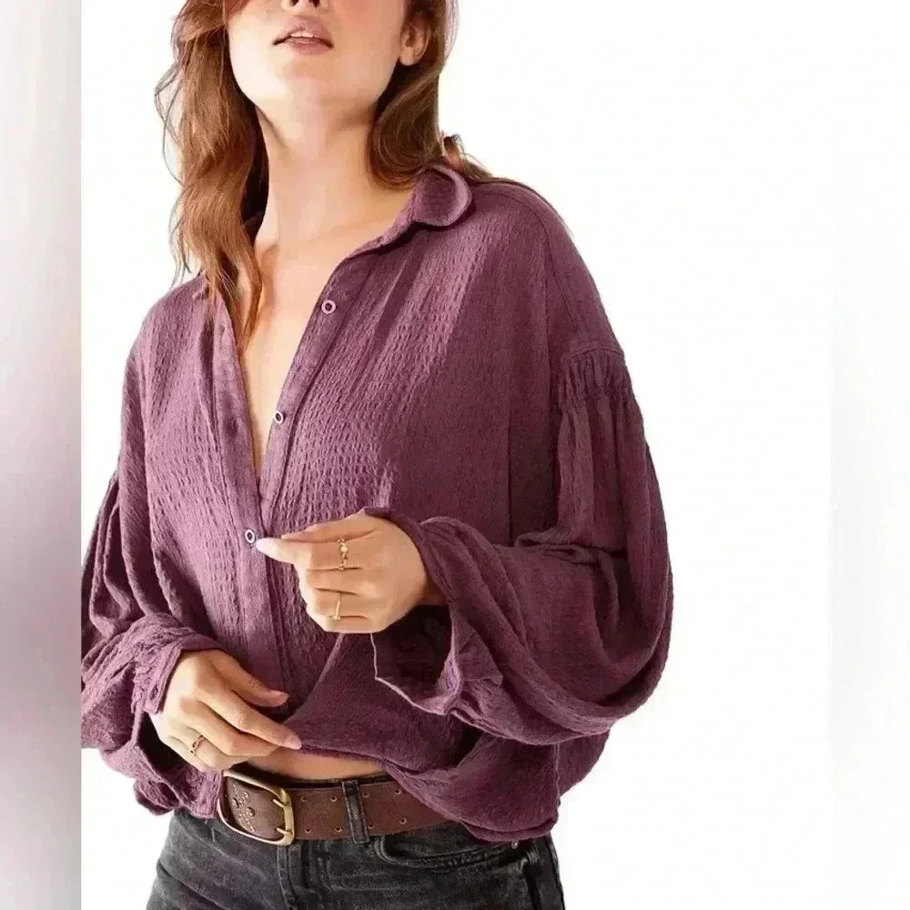 Free People We The Free Rockaway Solid Long Sleeve Top